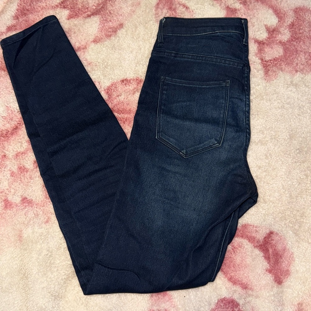 H&M High Waisted Dark Blue Skinny Jeans